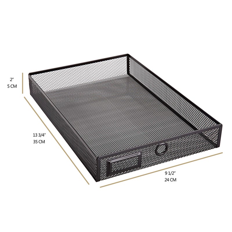 Annova Desk Organizer Wire Mesh 3 Tier Sliding Drawers Paper Sorter/Multifunctional/Premium Solid Construction for Letters, Documents, Mail, Files, Paper, Kids' Art Supplies (Black) - Image 3